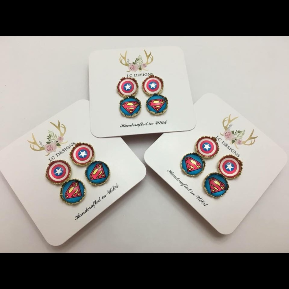 Superman/ Captain America Druzy Set